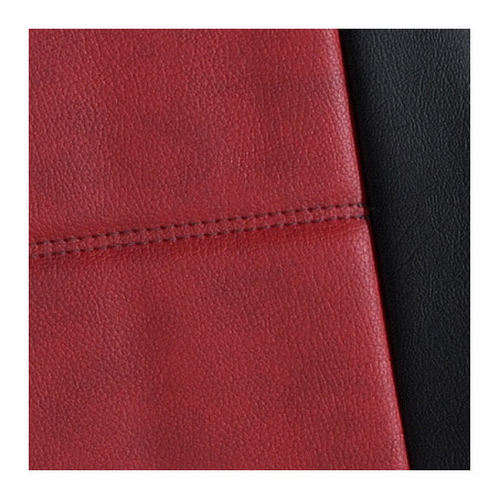 Gros plan Housse auto sur mesure GOLD (simili cuir rouge et noir)