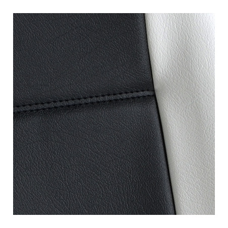 Gros plan Housse auto sur mesure GOLD (simili cuir blanc et noir)
