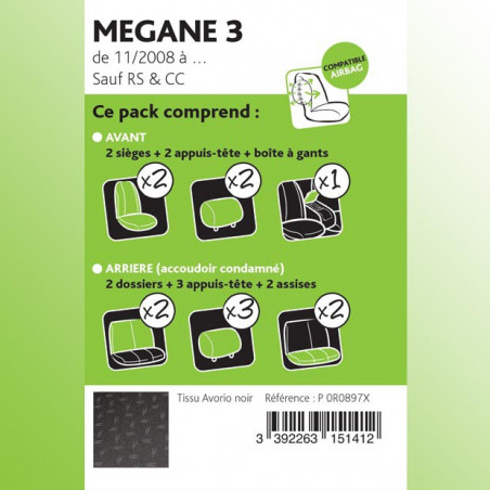 Housses de sièges sur-mesure premium Megane 3