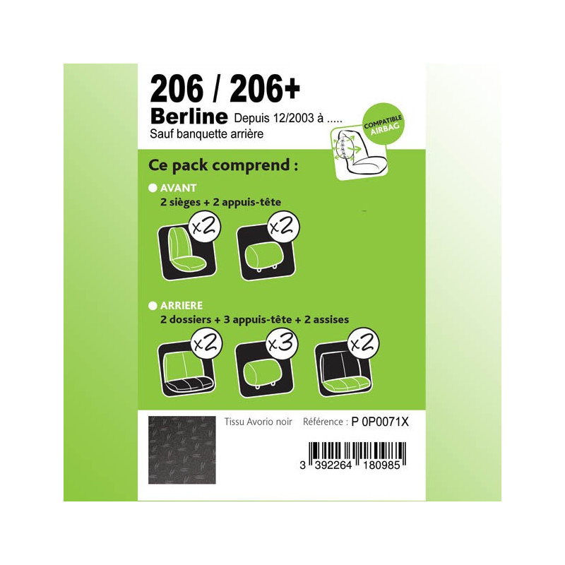 Housse sur-mesure Peugeot 206